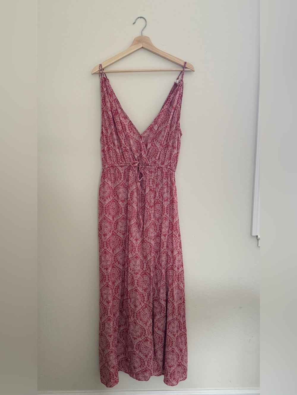 Bohemian Sleeveless Paisley Floral Maxi Red Dress size Large